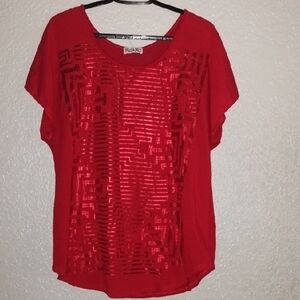 Moa Moa Red Short-Sleeve Sequin Accent Tee